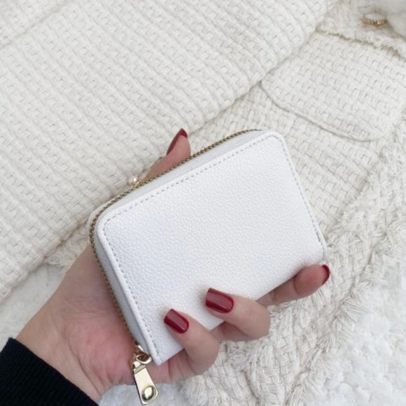 White vegan leather cardholder / wallet - Picture 1 of 5